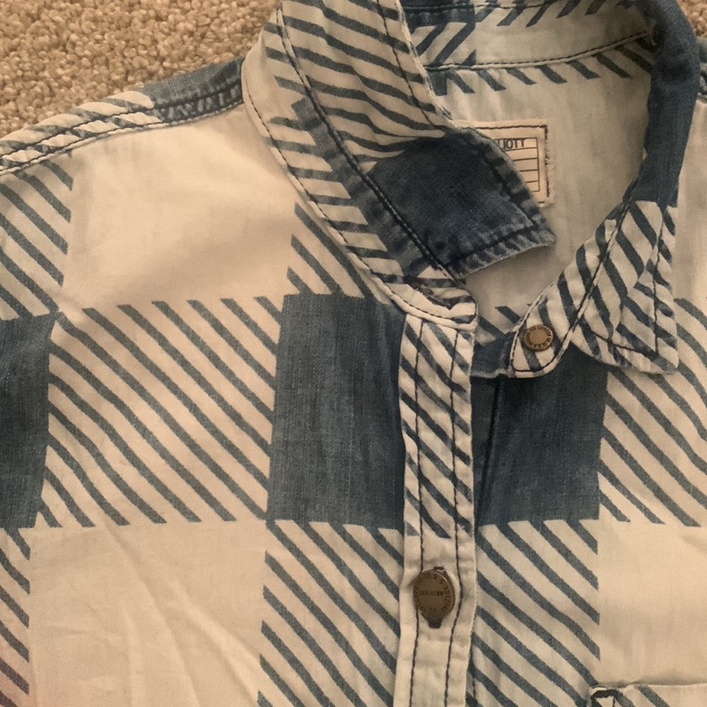 Current Elliot Checkered Chambray Button Down - image 8